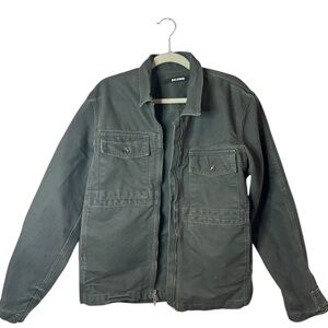 Baldwin Men's Dark Green Utility Cargo Zip Up Size L Made in USA Cotton Jacket